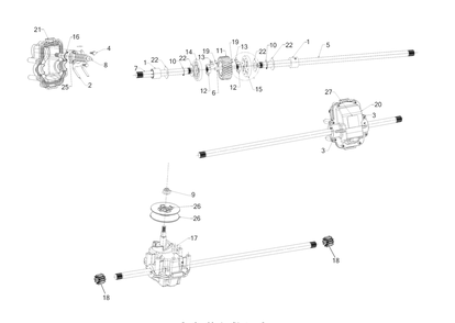 Rear Transmission Diagram and Parts List for SC700E (12AEL2S7710)(2017) Cub Cadet Lawn Mower